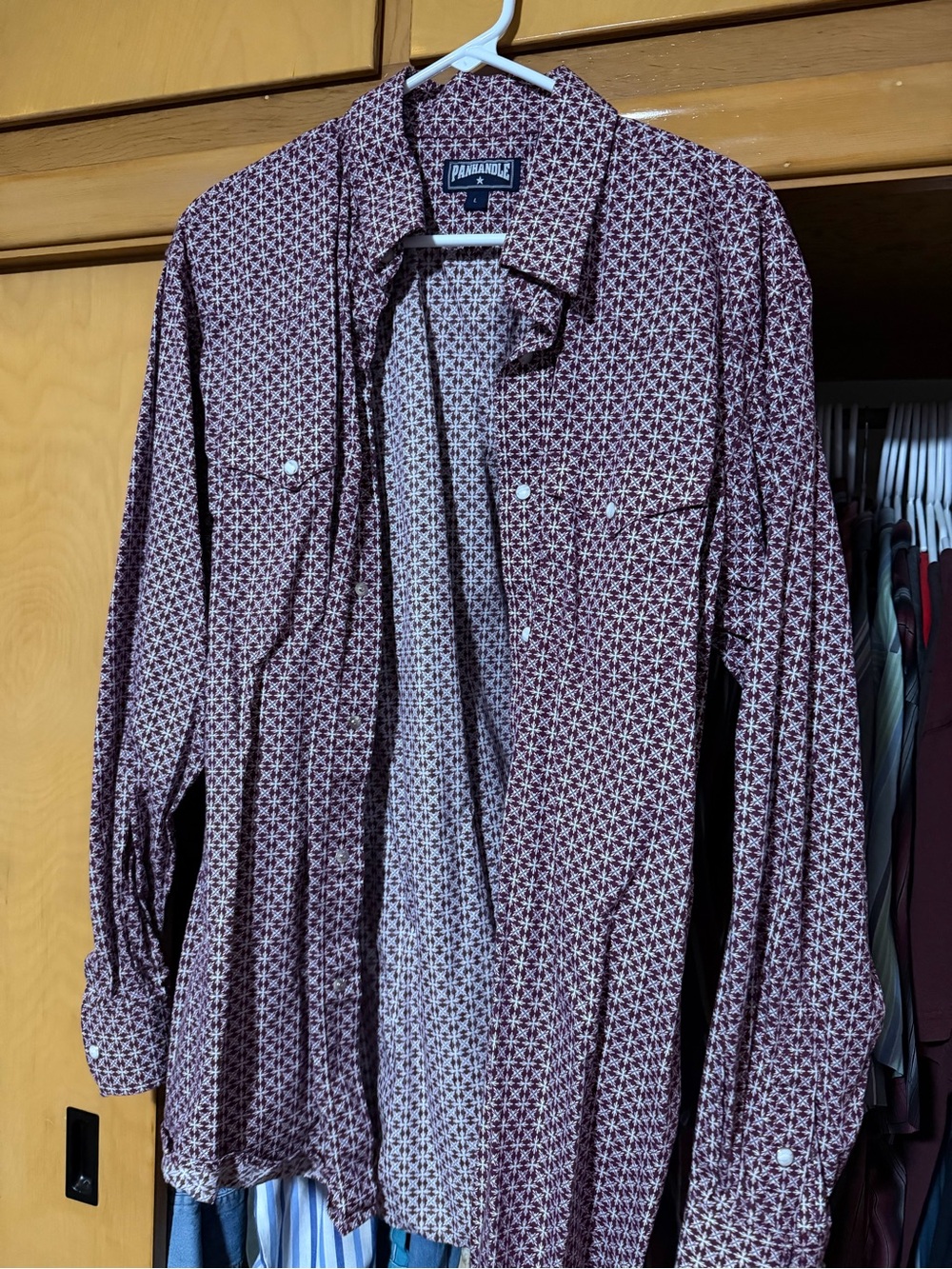 Panhandle Slim Men's Burgundy Patterned Western Button-Down Shirt